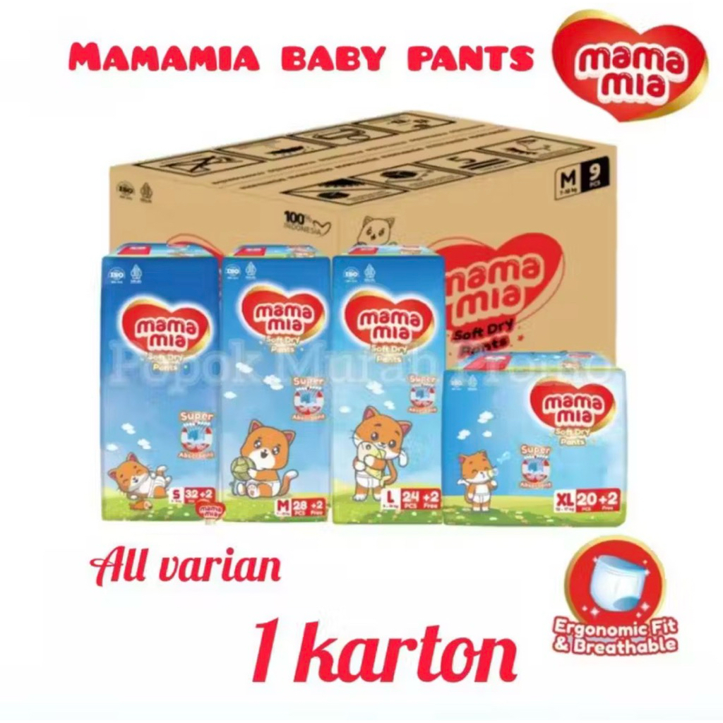 (KARTON) Popok MAMAMIA SOFT DRY PANTS popok bayi celana pants baby diapers murah promo