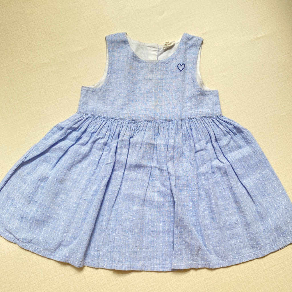 H&M Blue Dress Terusan Bayi Baby Anak Cewe Perempuan