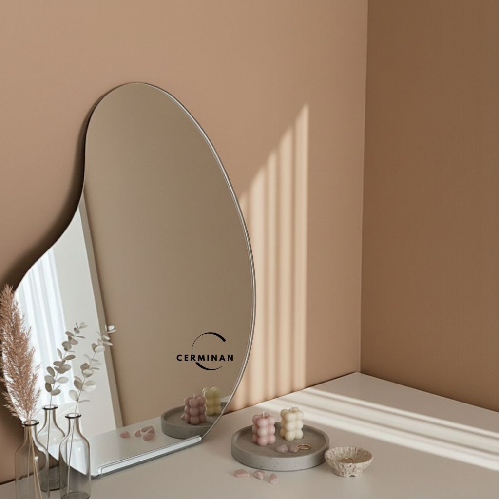 Cermin aesthetic meja rias tempel dinding