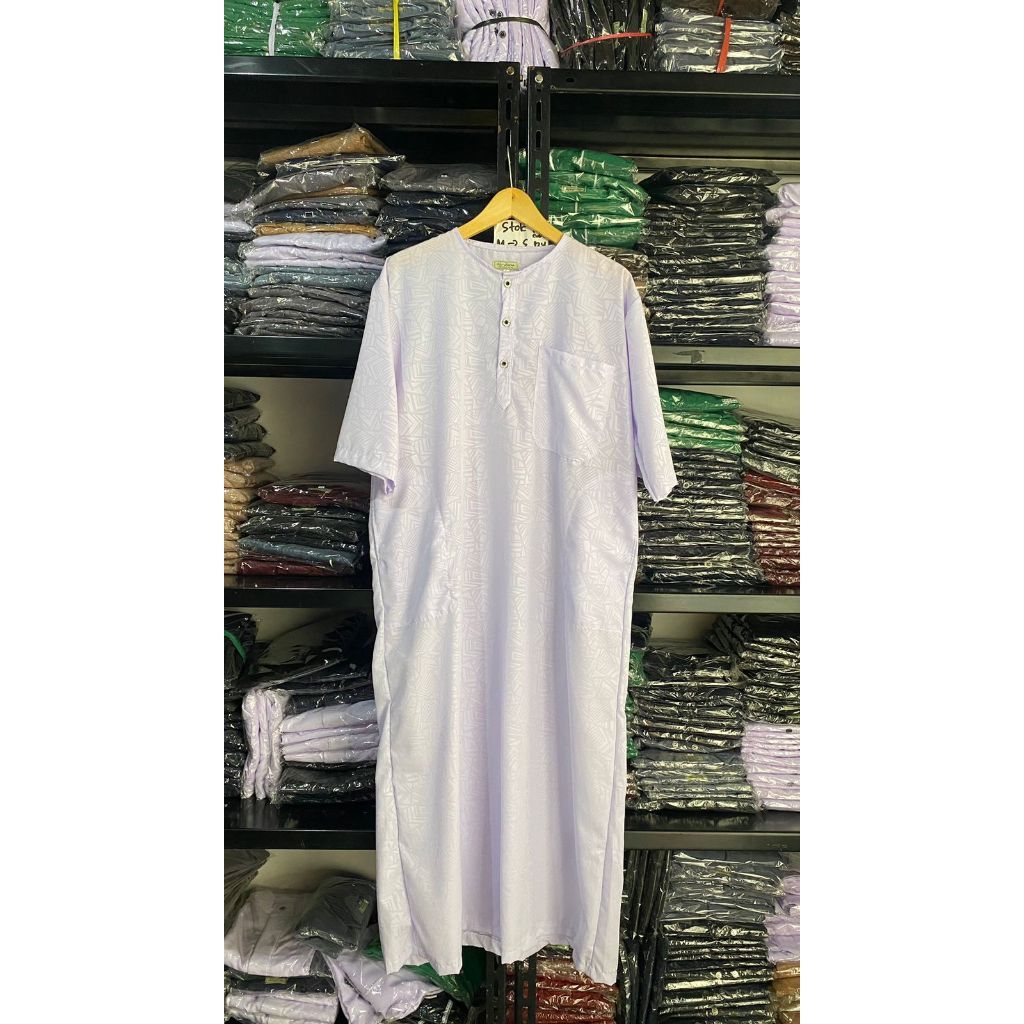 Jubah Gamis Pria Allebas Warna Polos Lengan Pendek