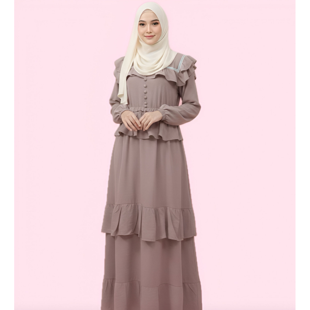 Longdress Gamis Premium Wanita Bahan Cey Emboss Mekar Elegant