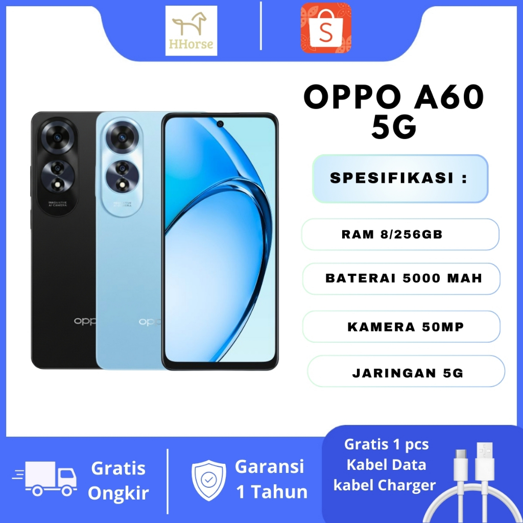 HP OPPO A60 LTE 5G RAM 8GB+256GB SUPERVOOC Large Battery 5000 mAh Garansi  SEIN 1 Tahun