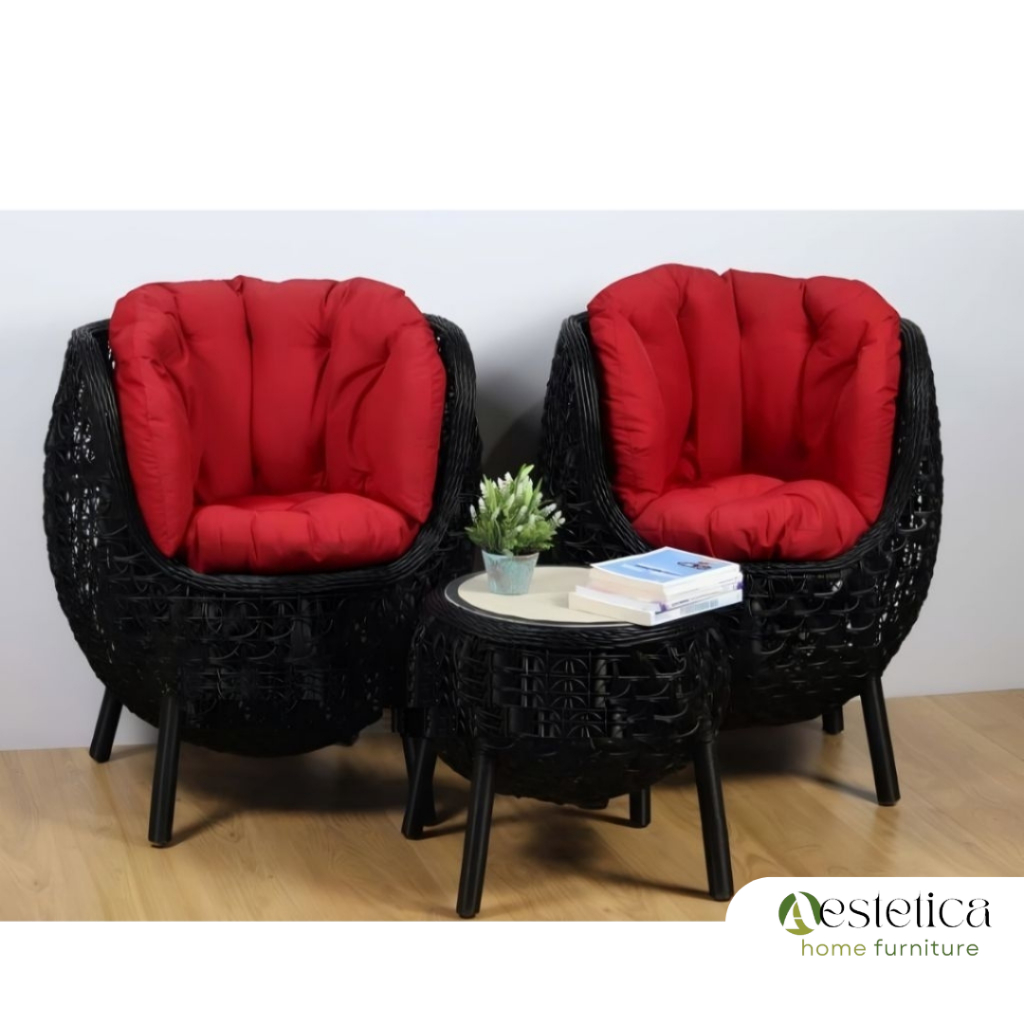 KURSI TERAS BREKELE + JOK & SANDARAN ROTAN SINTETIS By Aestetica Furniture