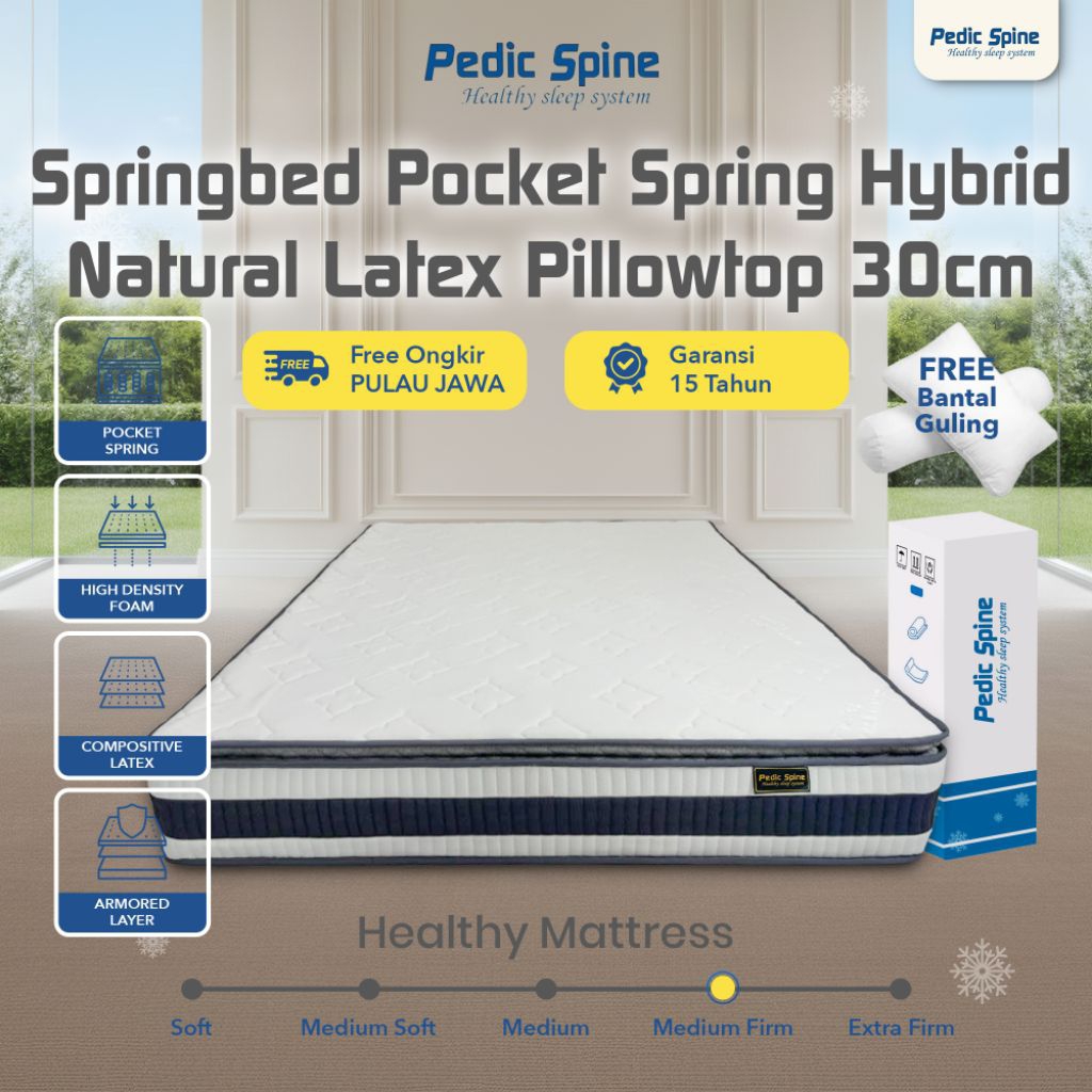 Pedic Spine Springbed Orthopedic Pocket Spring Hybrid Natural Latex Pillowtop 30cm | Premium Springb