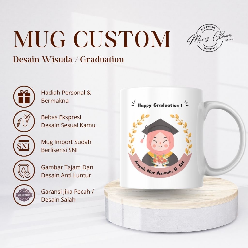 Gelas Mug Custom Design Graduation / Wisuda - Hadiah Wisuda