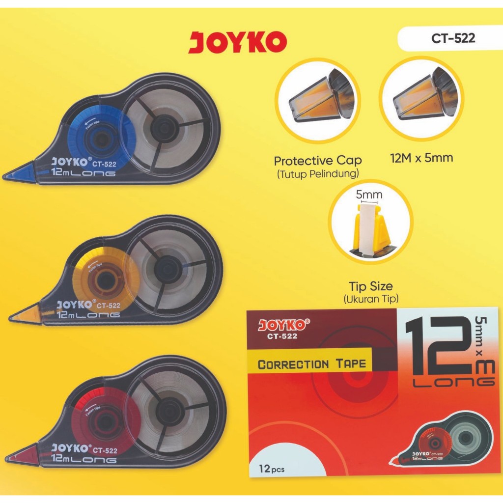 CORRECTION TAPE JOYKO CT-522 / Tip-Ex Tipex Kertas Joyko CT-522 CT 522