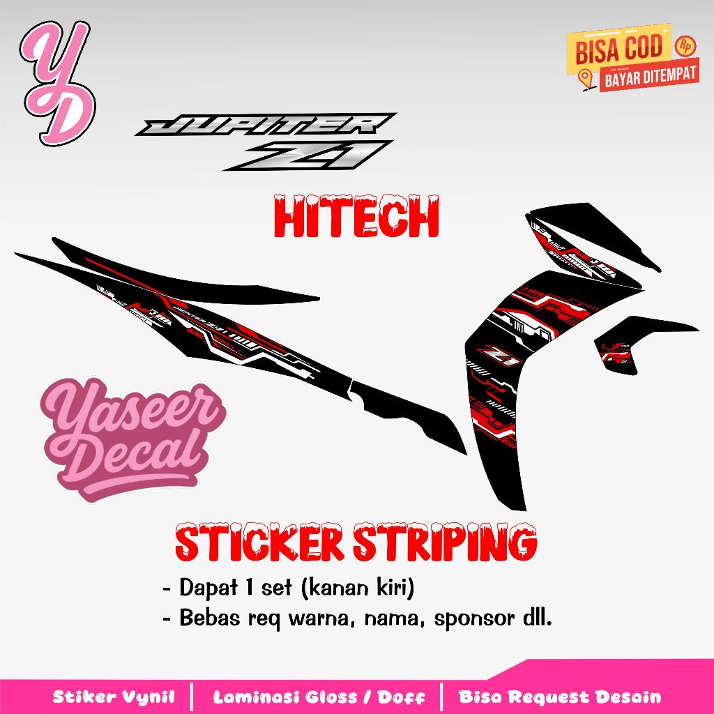 Striping Jupiter Z1 - Sticker Striping Variasi Lis Jupiter Z1 - Striping Hologram Jupiter Z1 Hitech
