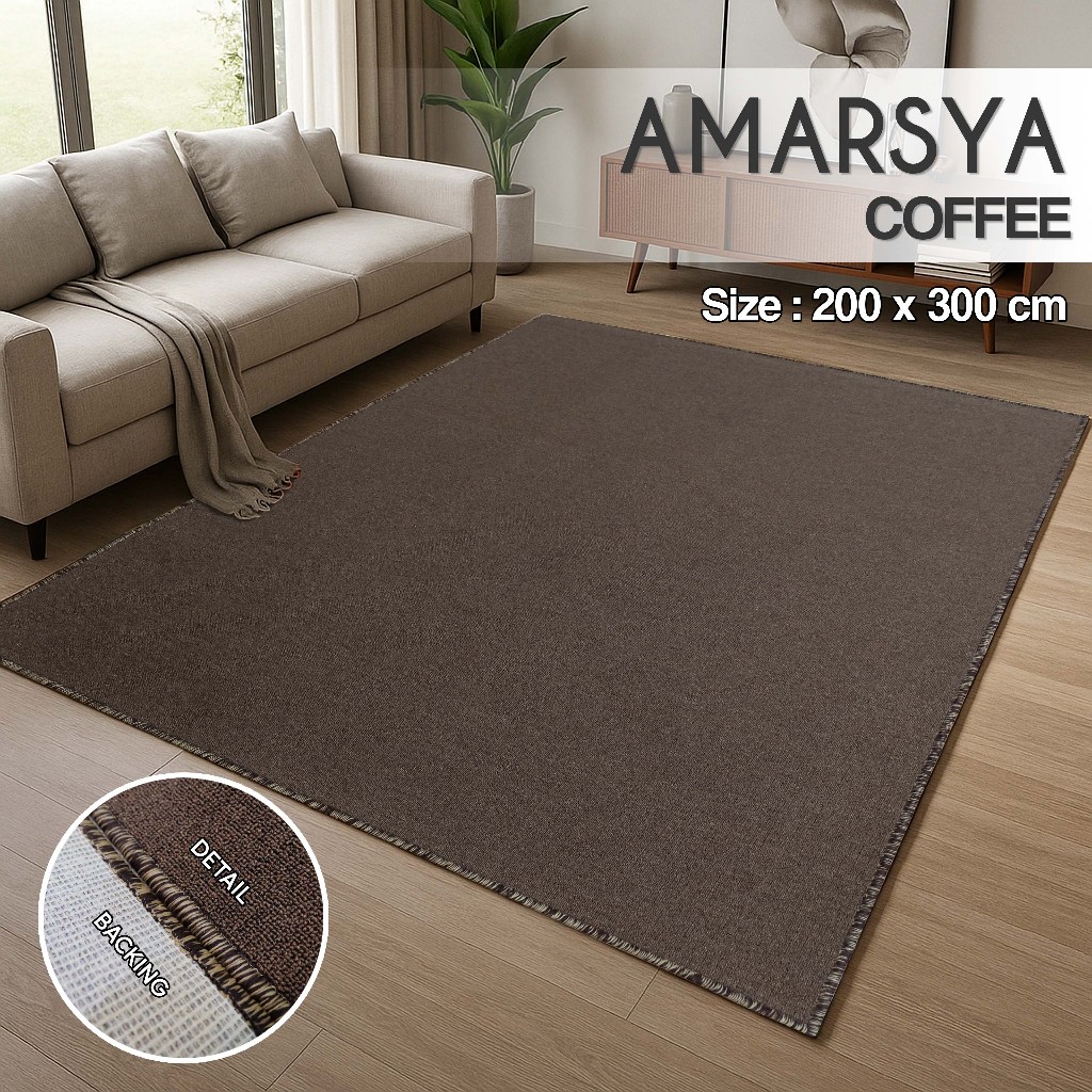 Karpet Polos Premium 200x300 AMARSYA Karpet Minimalis Ruang Tamu Elegan - Coffee