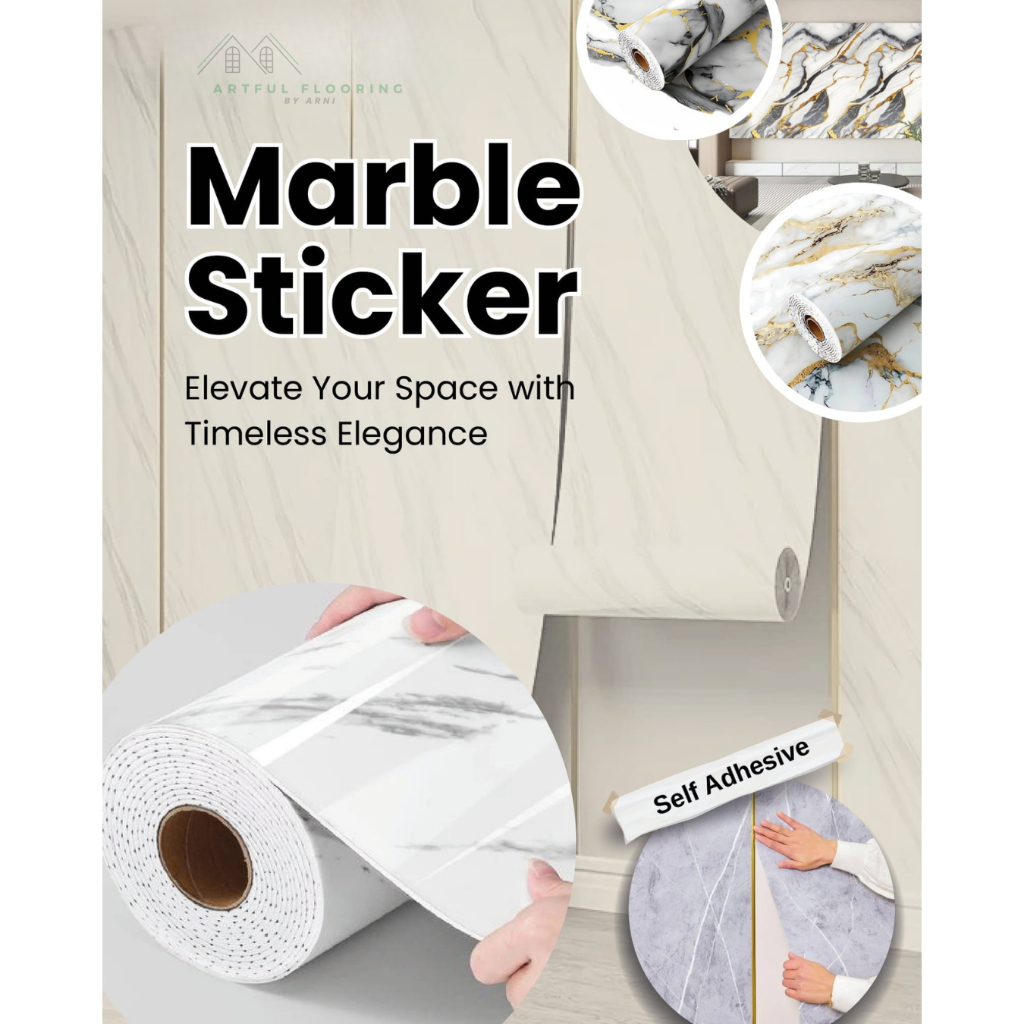 Wallfoam PVC Marmer 120cm x 300cm - Wallpaper Foam Dinding Motif Marmer Stiker