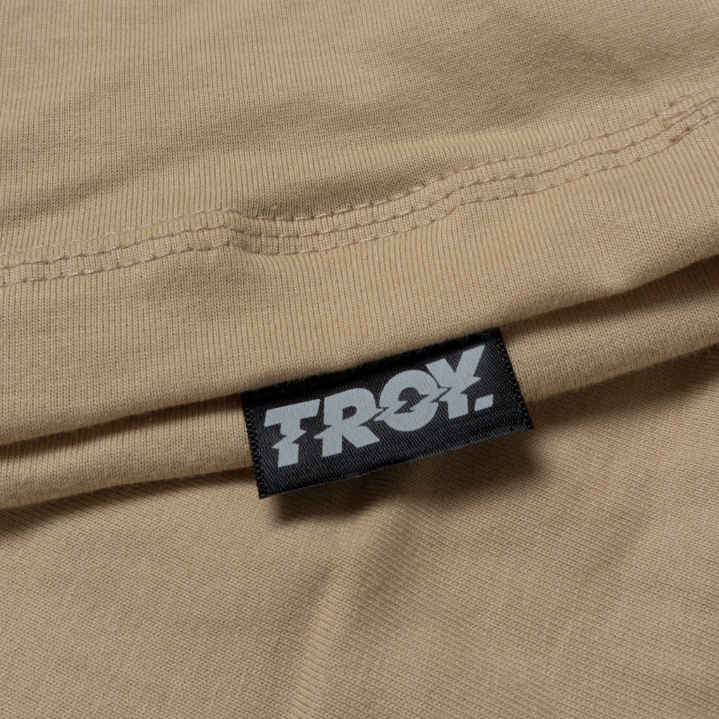 Troy Company Boxy Pocket Oversize Tshirt Beige Meow Peek - Kaos Boxy Oversize Beige BKD 3450
