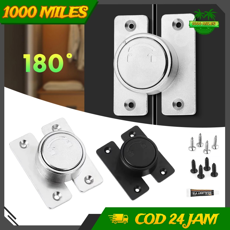 Grendel Pintu Putar 180° Zinc Alloy Tanpa Bor Warna Hitam Perak Untuk Kamar Tidur Dan Kamar Mandi