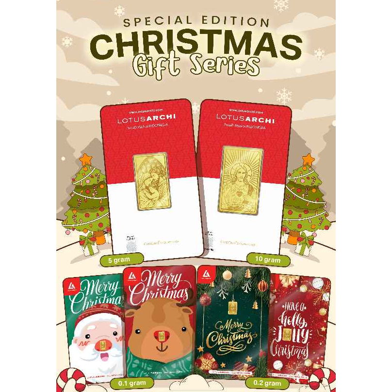 AsheraGold Lotus Archi Christmas Edition Natal Emas Logam Mulia LM LA Emas Mini
