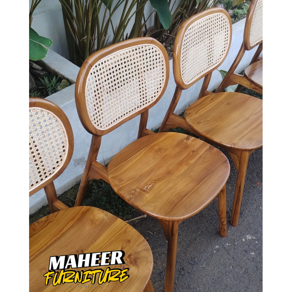 KURSI MAKAN KURSI JEPANG ROTAN KAYU JATI