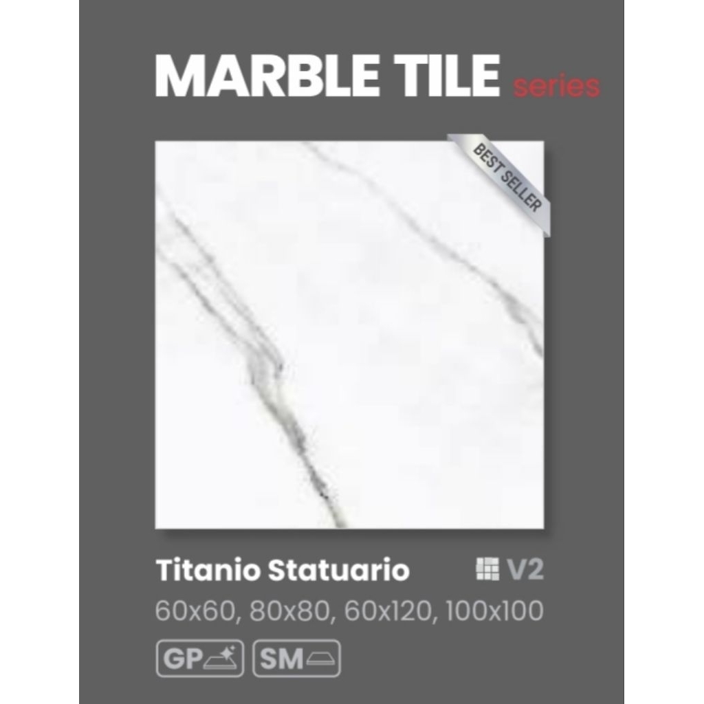 GRANIT MERK INDOGRESS MARBLE TILE TIPE TITANIO STATUARIO UKURAN 60X60 AVAILABLE 80X80, 100X100, 60x1