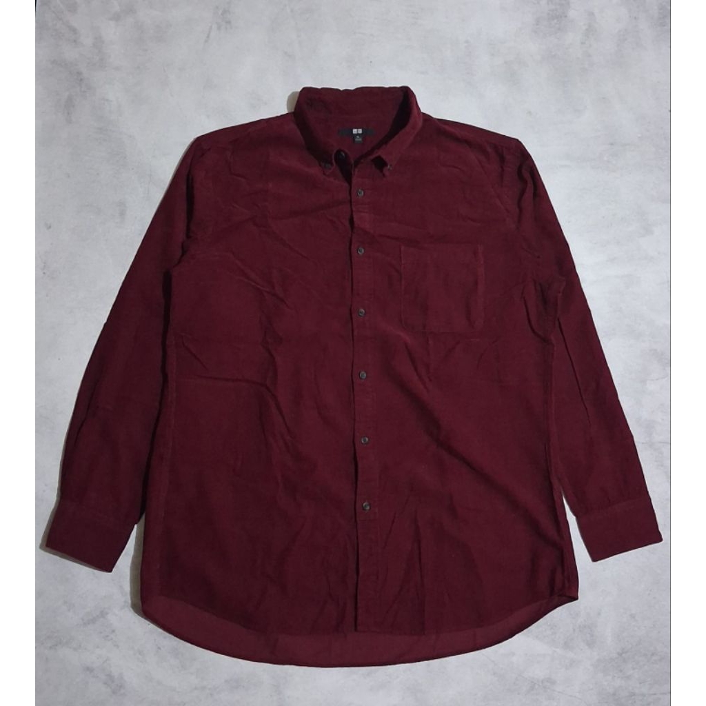 Kemeja Corduroy Uniqlo Maroon