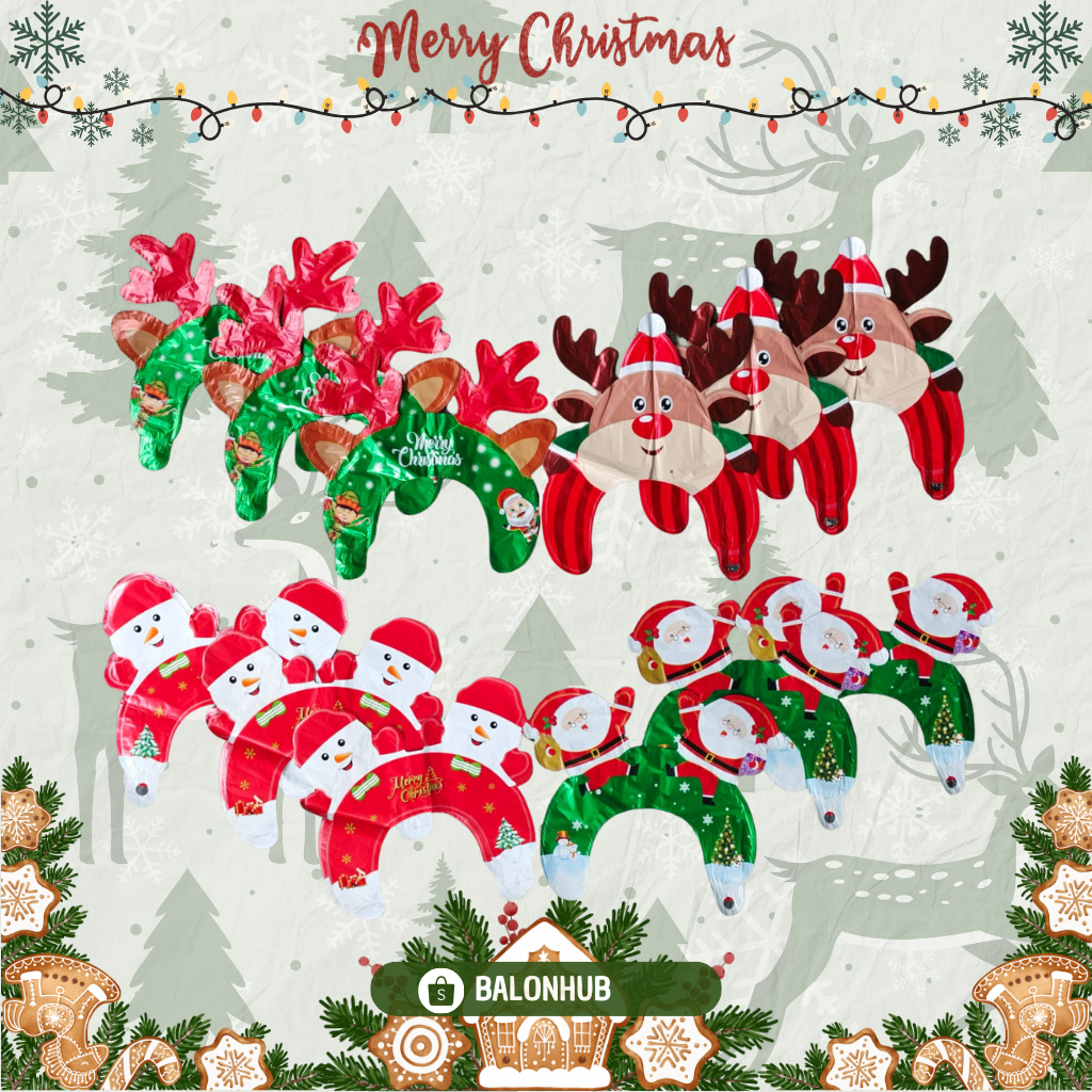 Balon Bando Natal Santa Claus Merry Christmas Balon Foil Bando Besar Natal Dekorasi Pesta Merry Chri