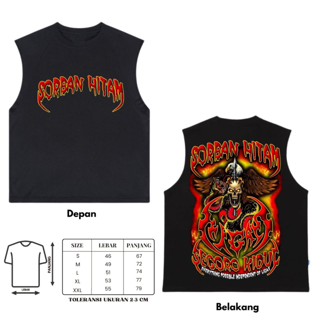 SINGLET Sorban Hitam Bahan Cotton Combed Premium Tebal Dan Halus