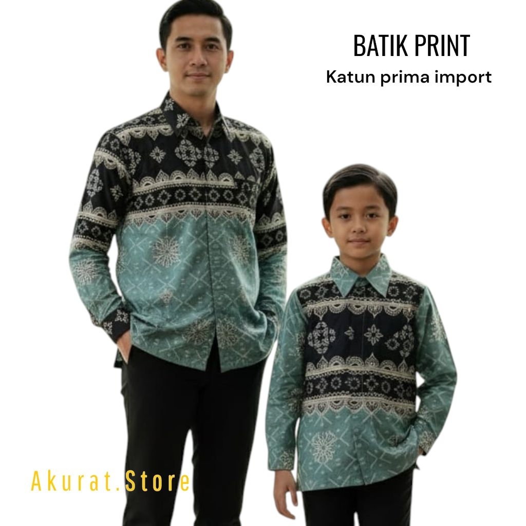 Batik Kapel Ayah Anak Katun Print Premium Lengan Panjang