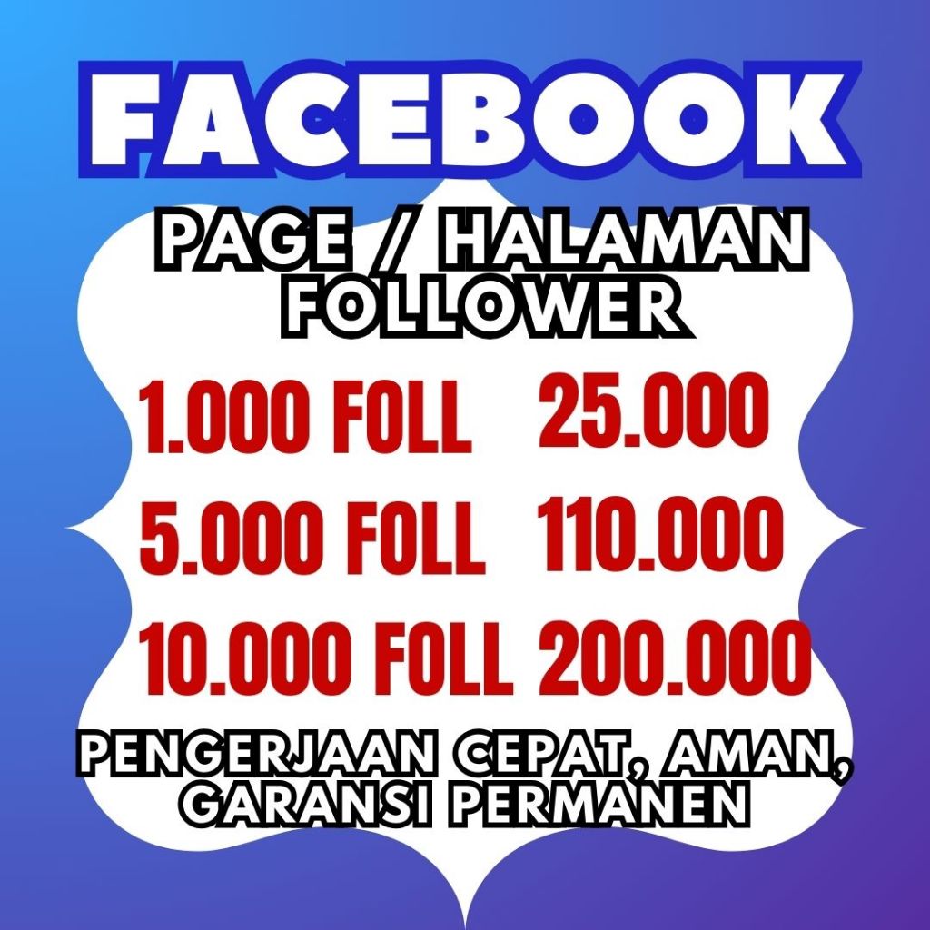 Jasa tambah followers halaman/page fb, aman, amanah dan garansi permanen