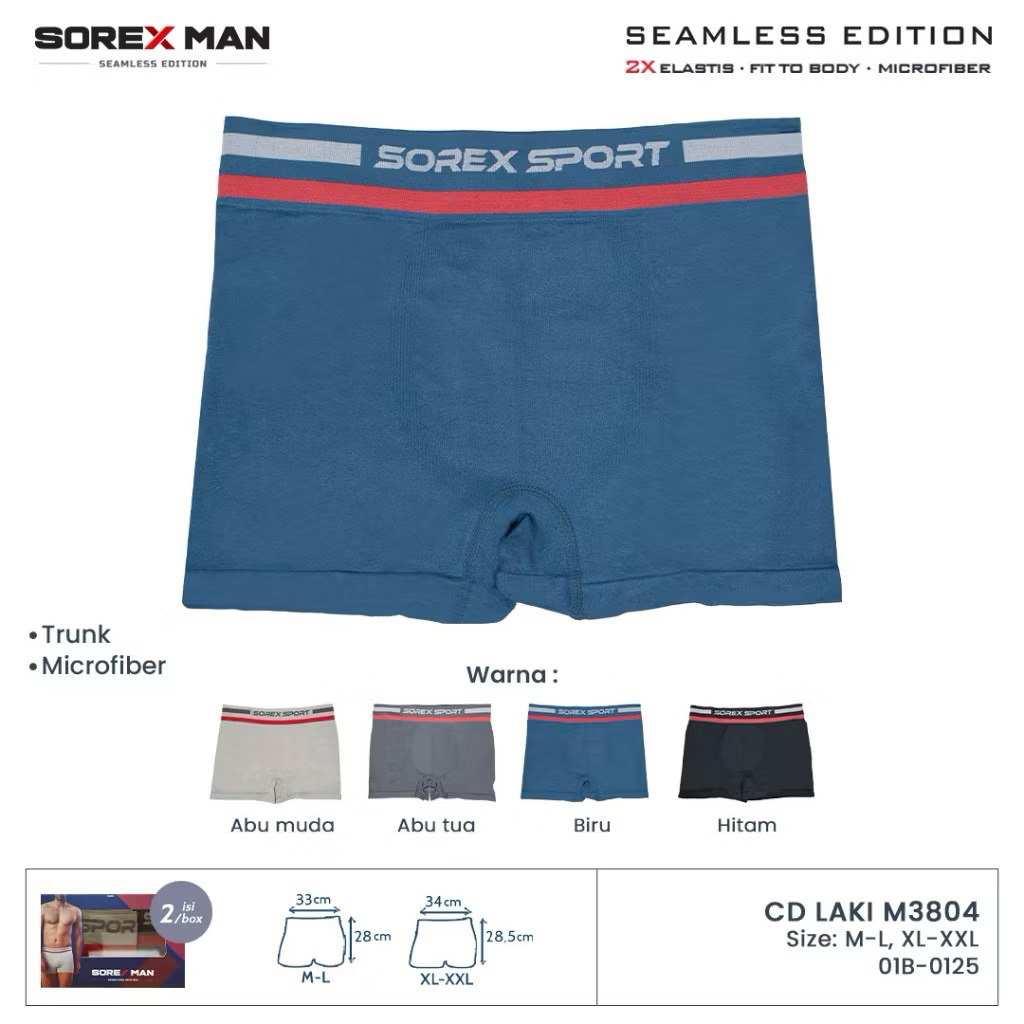 1Pcs M3804 Celana Dalam Sorex Pria Sport Seamless Edition Original || Celana Dalam Boxer Sorex Pria 