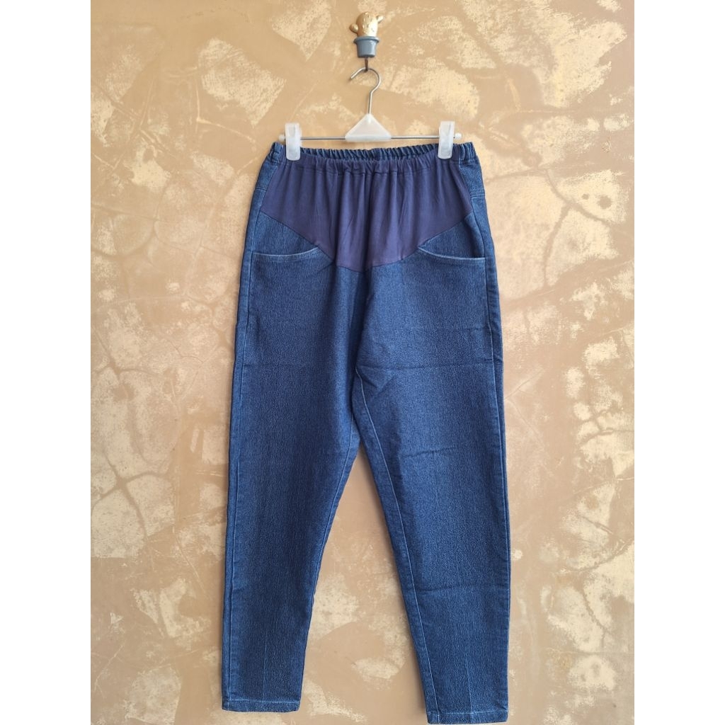PRELOVED CELANA HAMIL JEANS ST YVES MOM BIRU TUA WANITA DEWASA GIRLS BAGUS MURAH KEKINIAN BAWAHAN WA