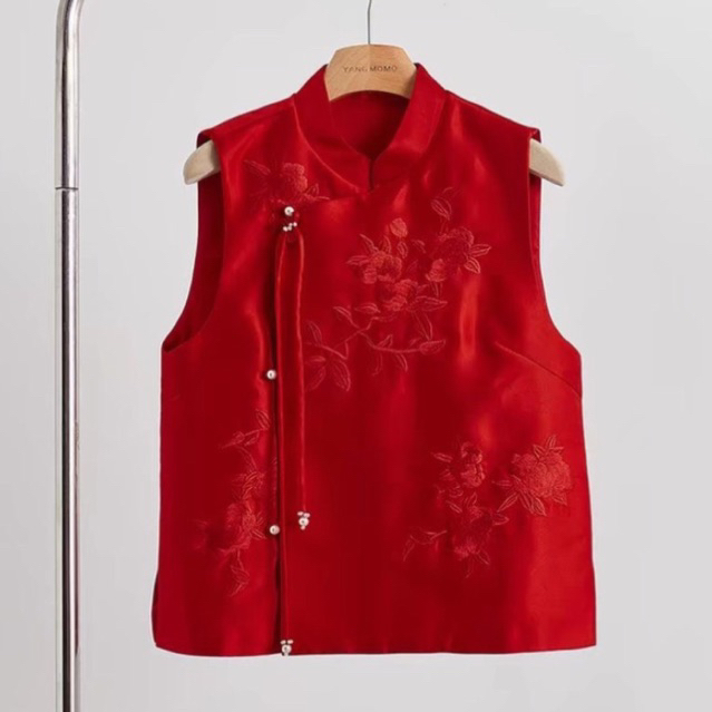 Circa Lena Red Cheongsam Top / baju imlek cheongsam wanita dewasa merah atasan chinese new year