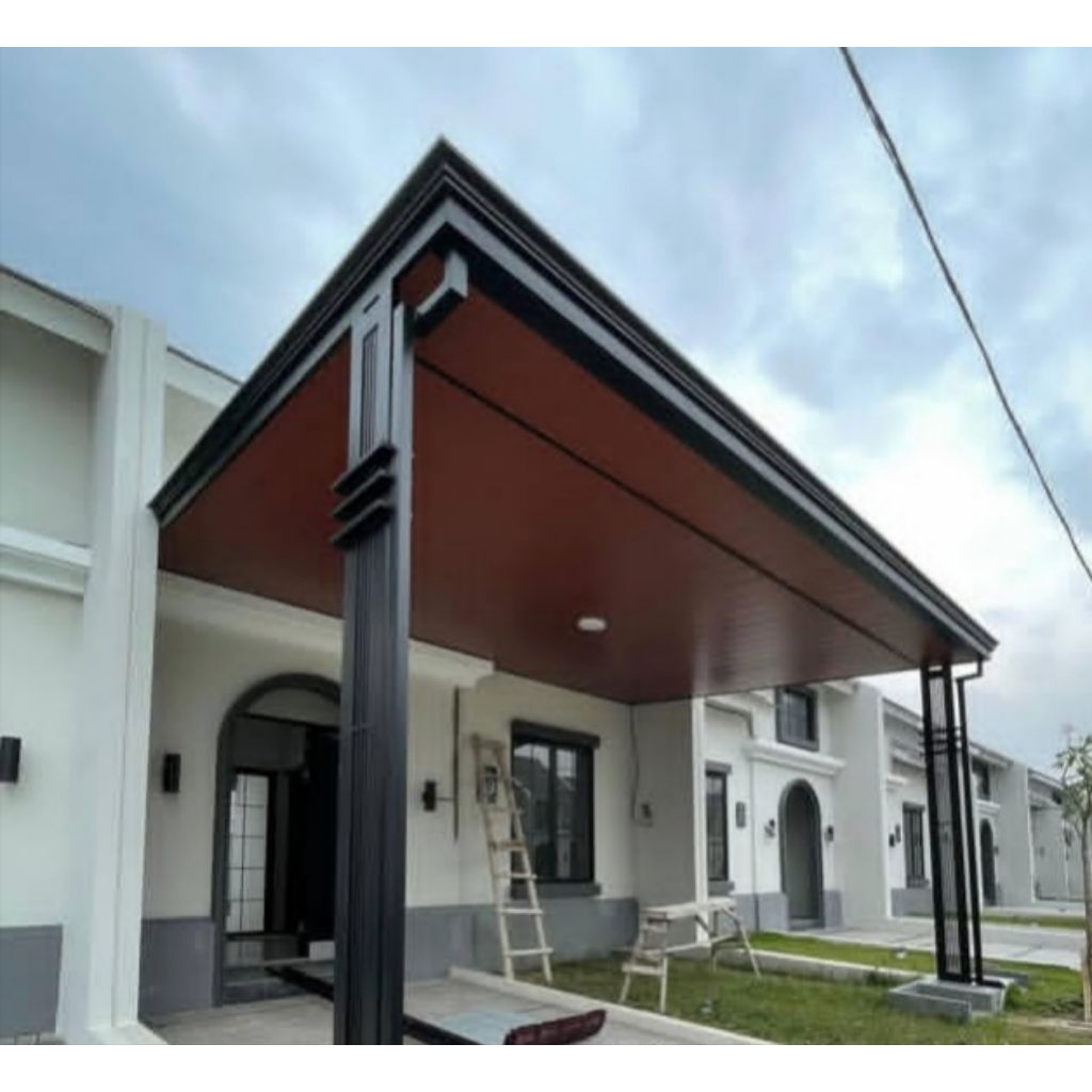 kanopi plafon pvc tihang rangka besi holo galvanis