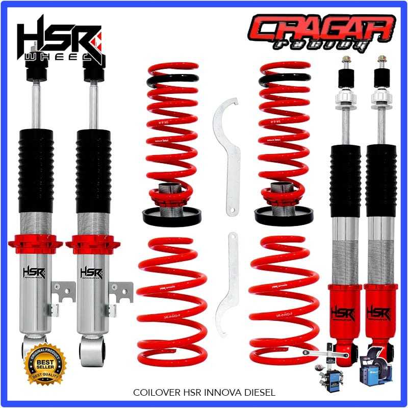 READY COILOVER HSR RED FRONT REAR TOYOTA INNOVA DIESEL
