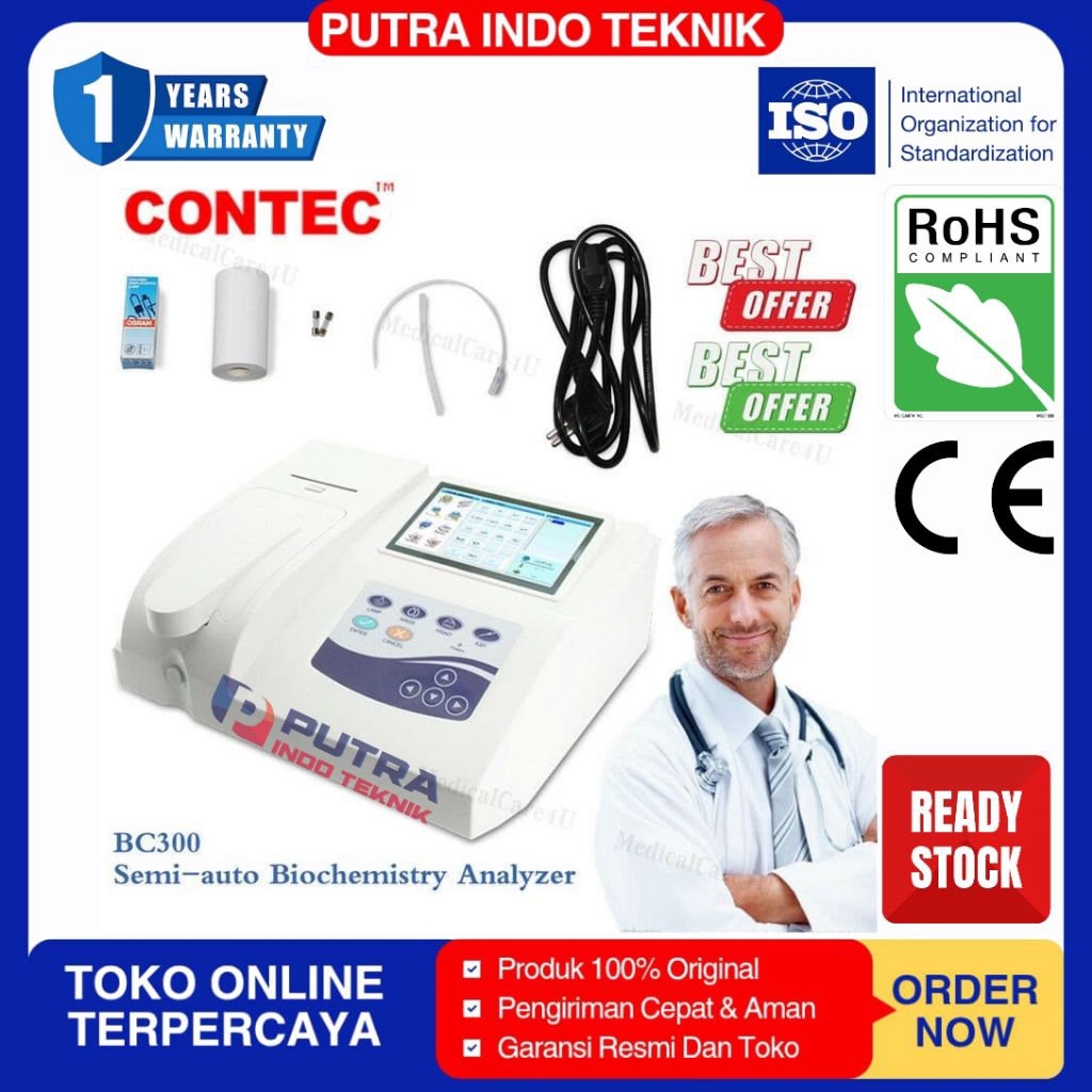 BC300 Semi-auto Biochemistry Analyzer analyzing blood Glucose body flu