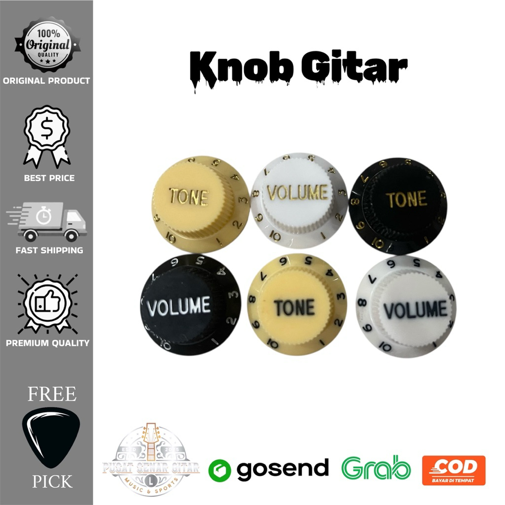Knob Gitar Listrik | Banyak Varian Warna | Tone - Volume Knob | Gratis Pick Gitar