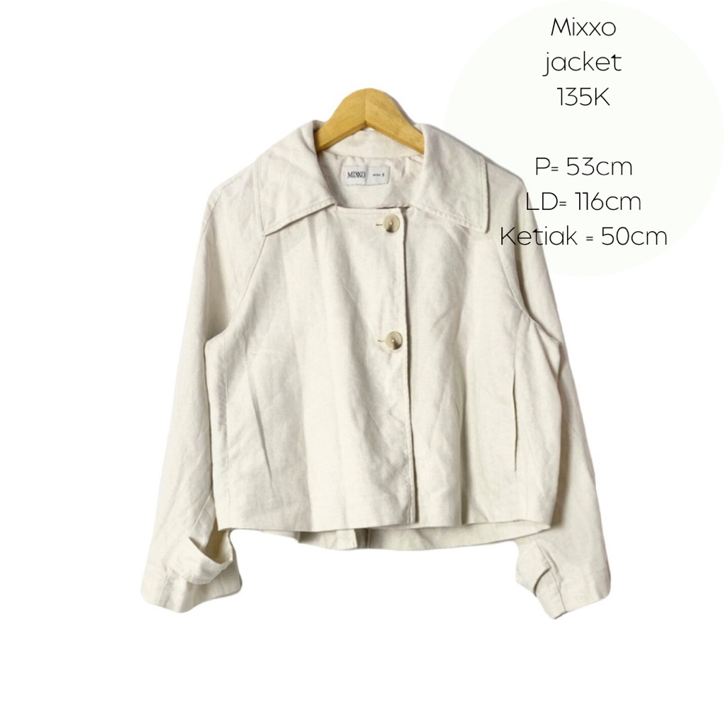 jaket broken white off white putih semi crop