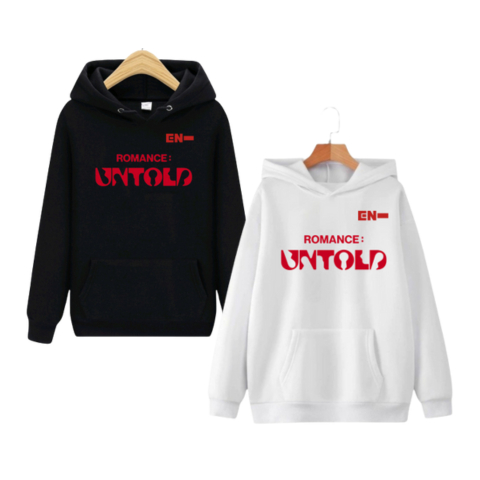 Hoodie sweater romance untold kpop idol hitam putih lengan panjang en-