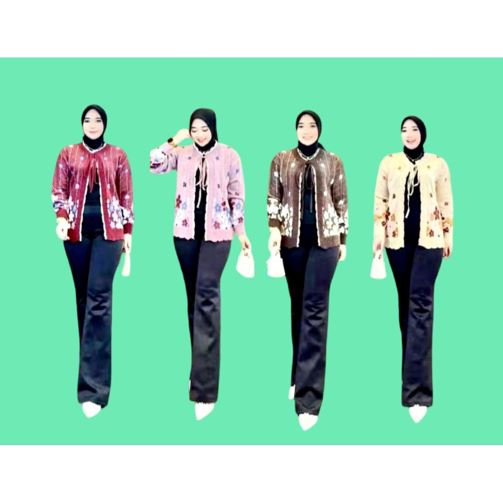 CARDIGAN RAJUT MOTIF BUNGA PREMIUM/CARDY FLOWER