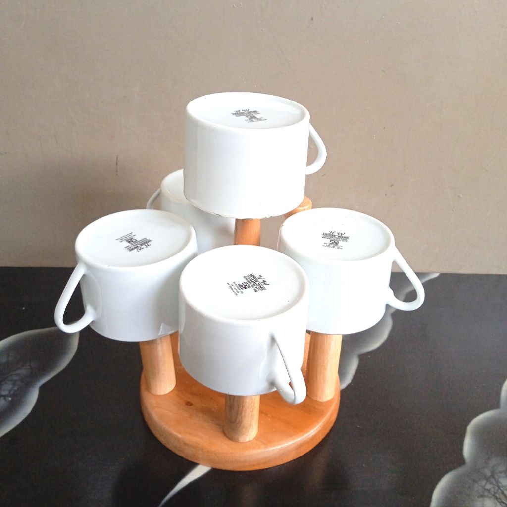 rak gelas kayu estetik/rak gelas kayu 6 tihang/rak gelas  kayu murah