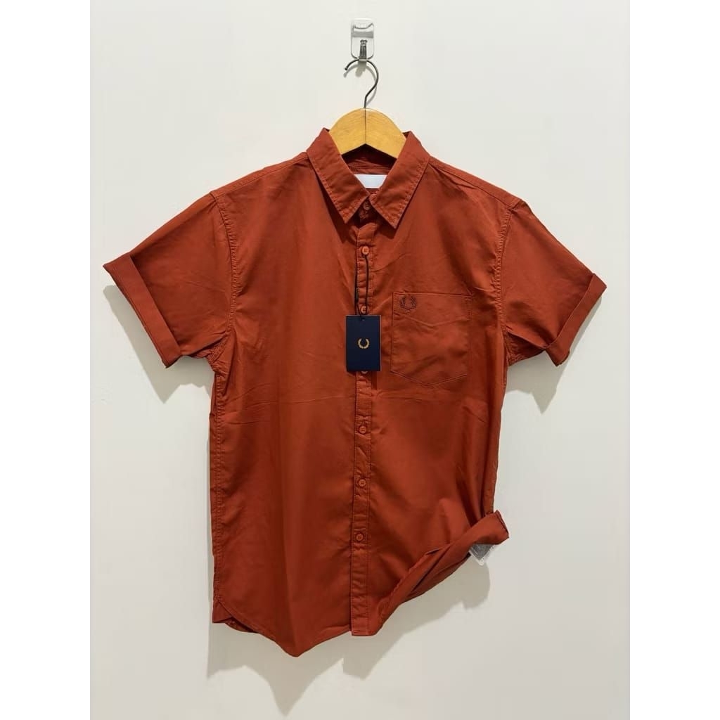 Fred Perry Lengan Pendek Kemeja Casual Kemeja Brandead Kemeja Polos