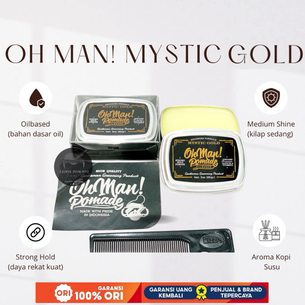 Pomade Oh Man! Wax Based Pomade (Oilbased/Oil Based) | Mystic Gold Aroma Kopi