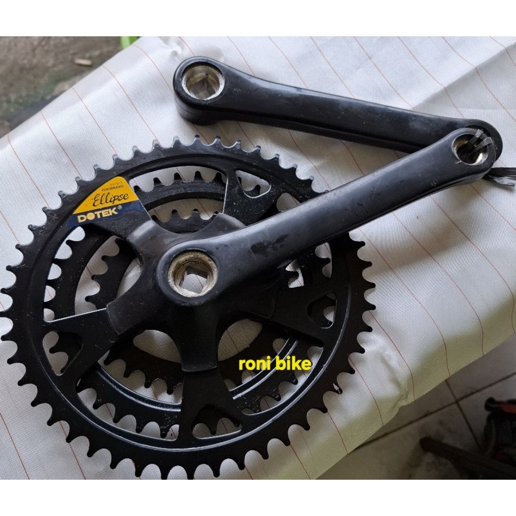 Crankset Oval Crank ellipse oval Dotek triple 48-38-28 Dotek Triple Chainring, black steel