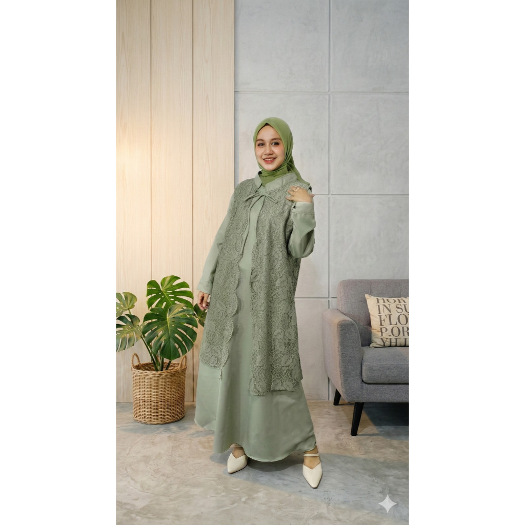 PO SERAGAM GAMIS BROKAT SET INNER OUTER BAHAN TOYOBO ORIGINAL