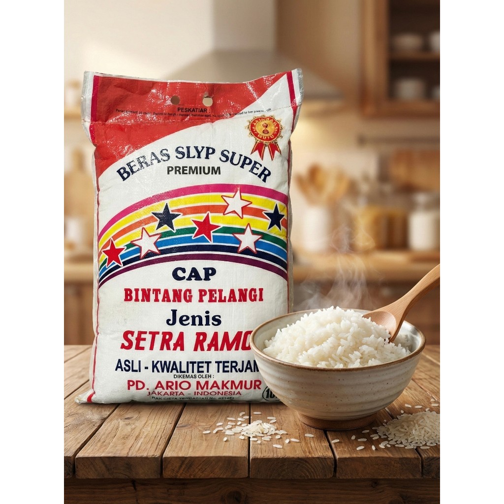 Beras Premium Bintang Pelangi 10KG - Tekstur Pulen Wangi & Bersih - Beras Enak Tanpa Pemutih - Nasi 