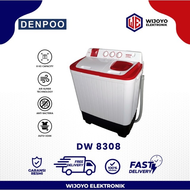 MESIN CUCI DENPOO DW 8308 8KG 2 TABUNG DW8308 8 KG TWIN TUBE