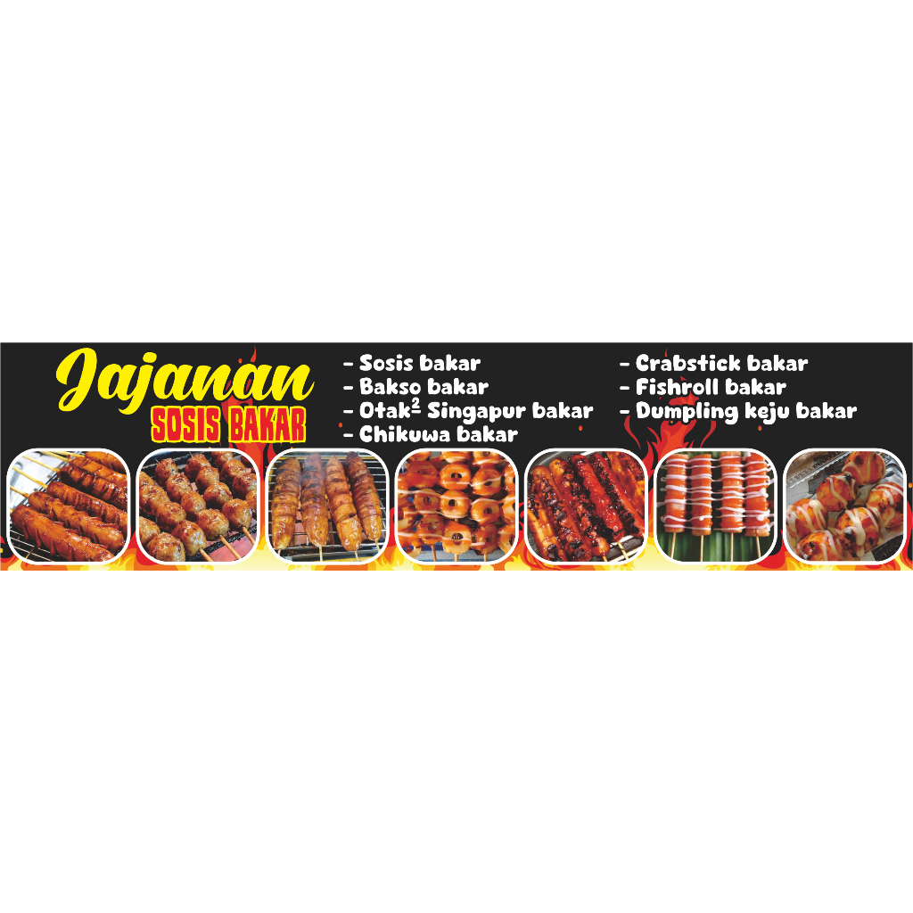 Juleashop Banner Sosis Bakar Bakso Bakar Aneka Sate Seafood Spanduk Gratis Desain Custom