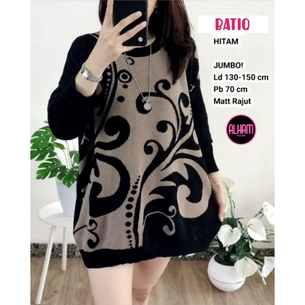 BAJU RAJUT WANITA SUPER JUMBO LD130/BATIQ RAJUT MELAR SAMPAI JUMBO
