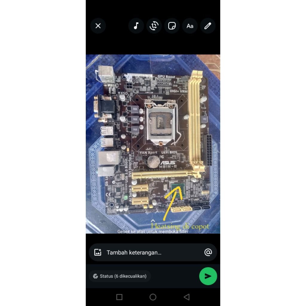 Motherboard Asus H81M-E SATA 6Gb/s Bekas