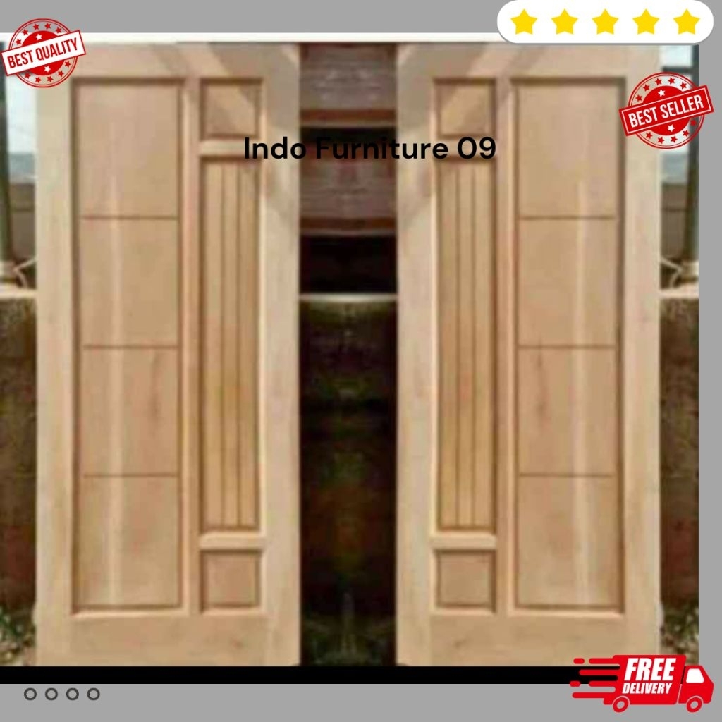 Daun pintu kuputarung pintu utama motif minimalis kayu mahoni
