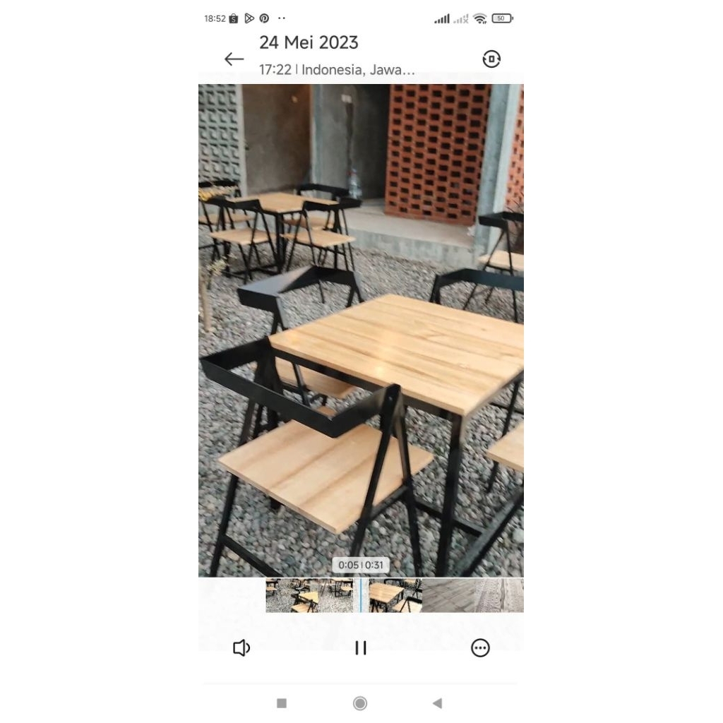 Meja kursi makan industrial cafe resto