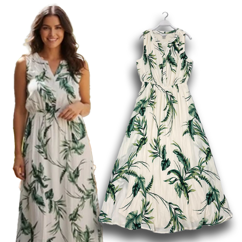 LONG MAXI DRESS WANITA V NECK BUTTON LEKBONG