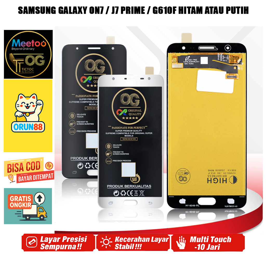 LCD ORI SAMSUNG GALAXY GAL ON7 / J7 PRIME / G610F ORI OEM BLACK ATAU WHITE ALL MERK TOUCHSCREEN