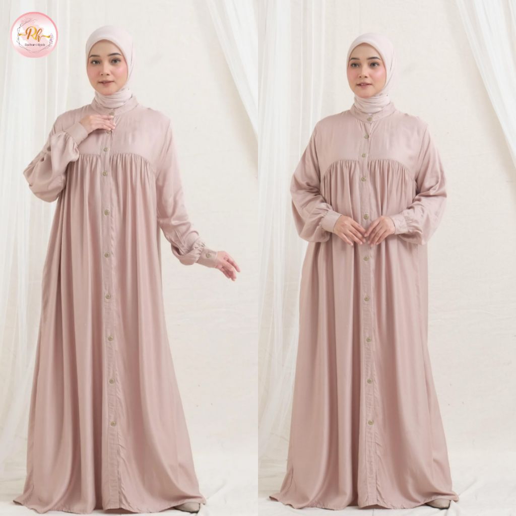 Gamis Rayon Twill Ori Kancing Depan Busui