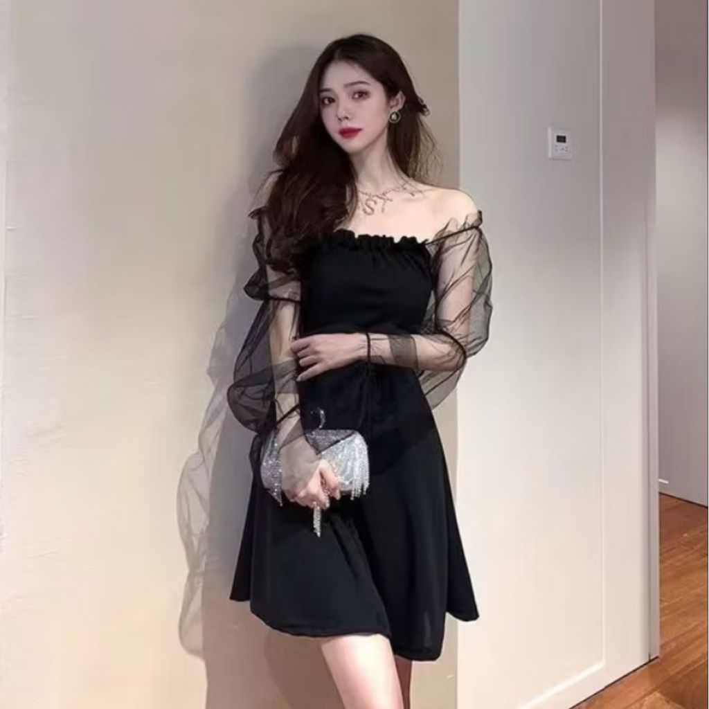 JENNIE - Dress Midi Wanita Lengan Panjang