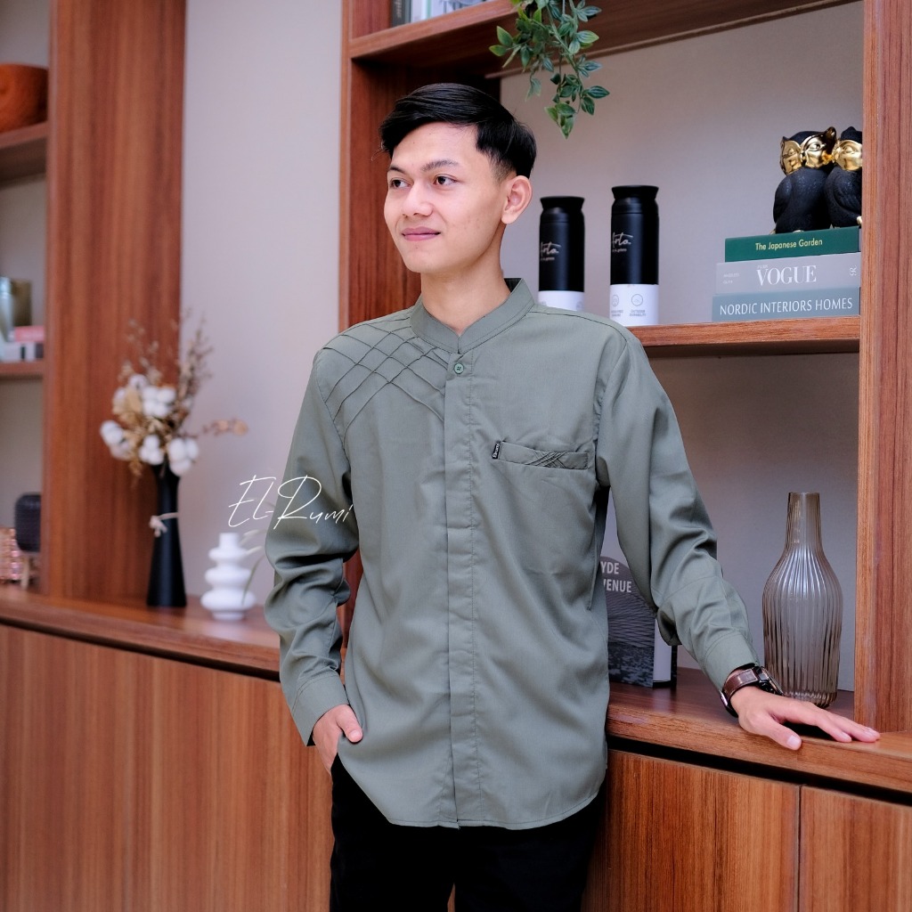 KEMEJA KOKO MARVEL original EL RUMI | koko dewasa lengan panjang Bahan Toyobo Premium Adem Warna Sag